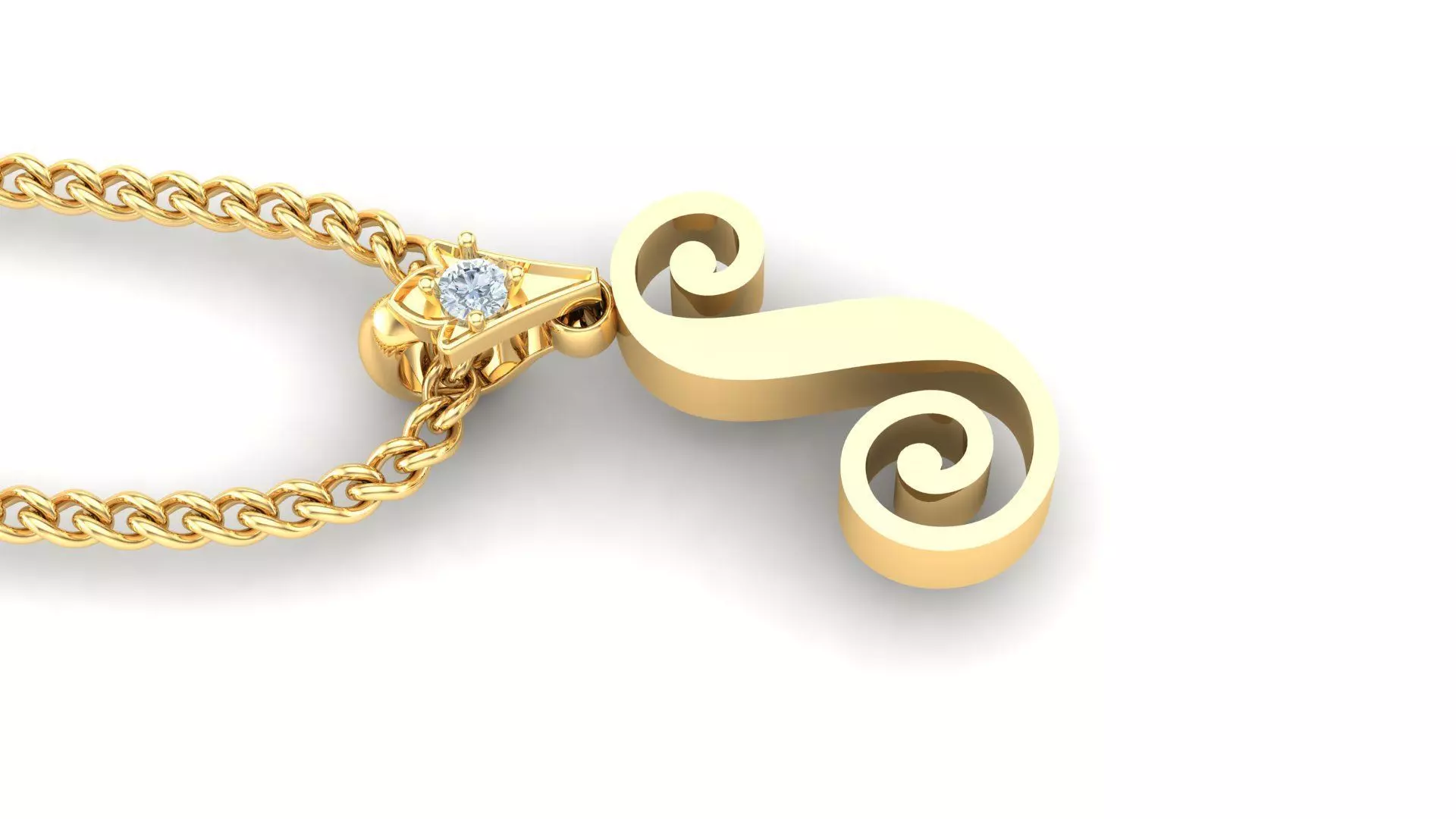 alphabet fonts pendant Letter S 3D model_0