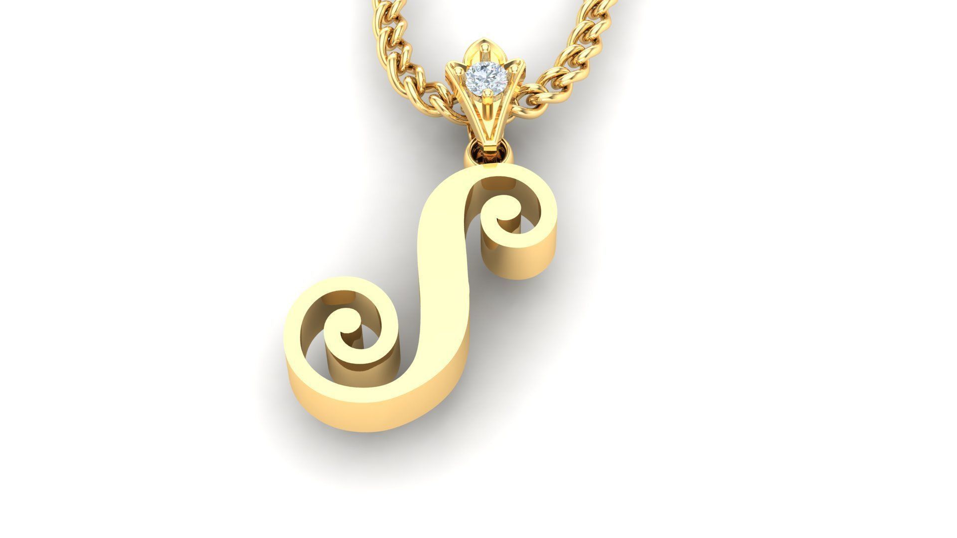 alphabet fonts pendant Letter S 3D model_3