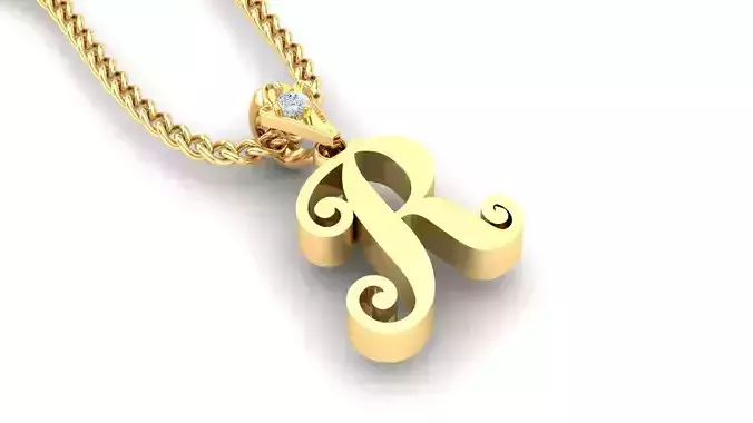 alphabet fonts pendant Letter R 3D model