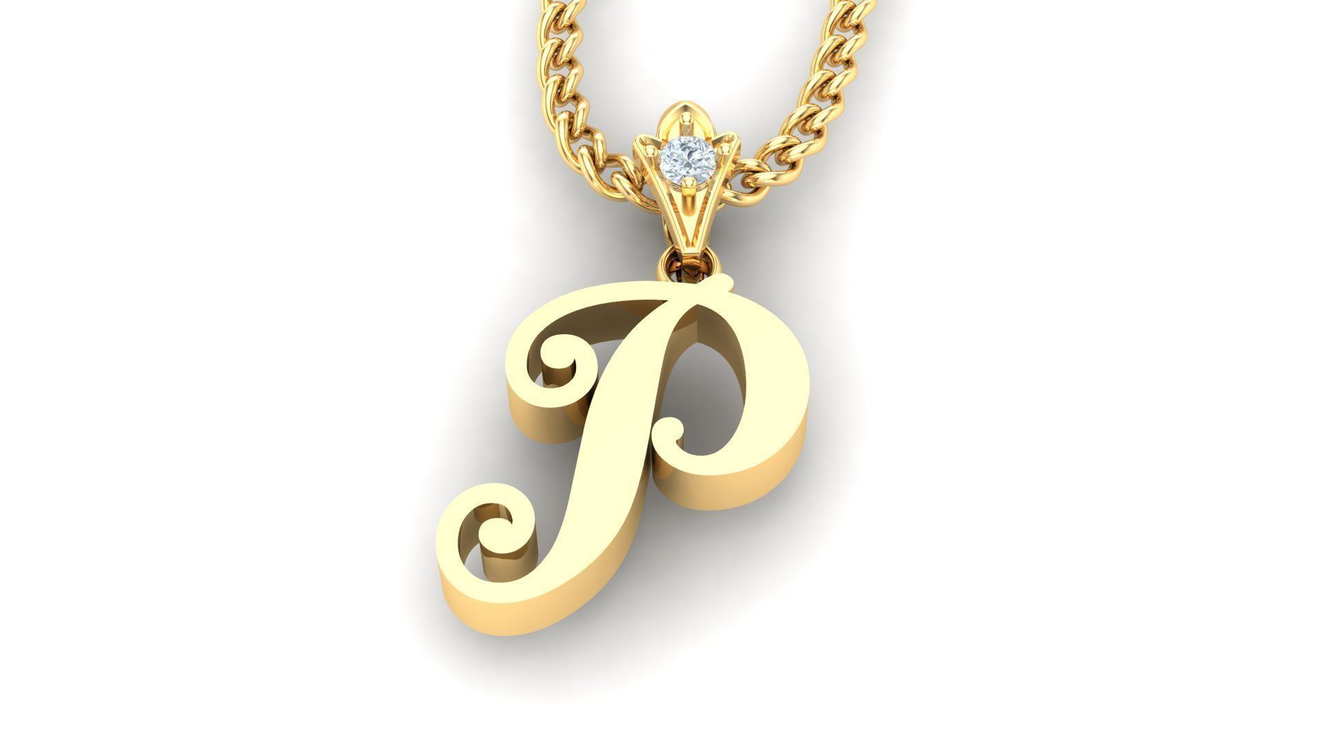 alphabet fonts pendant Letter P 3D model_1