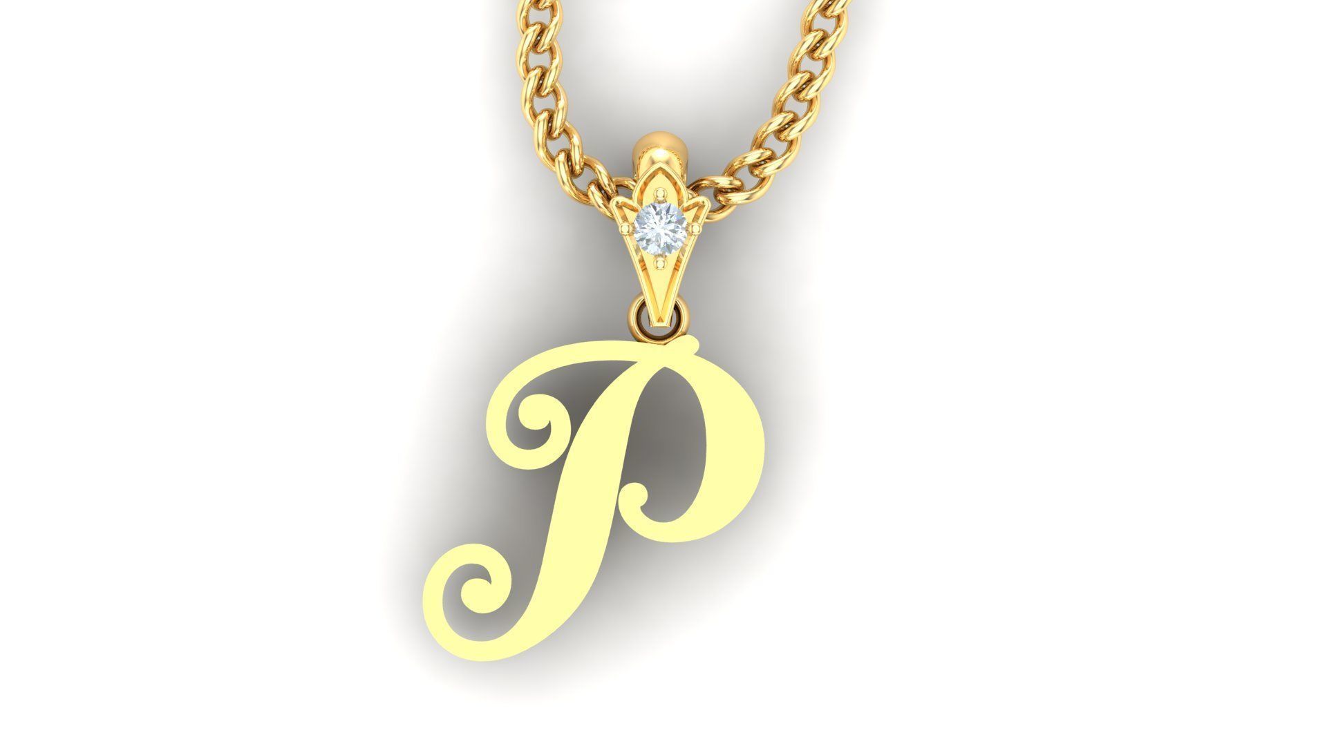 alphabet fonts pendant Letter P 3D model_3