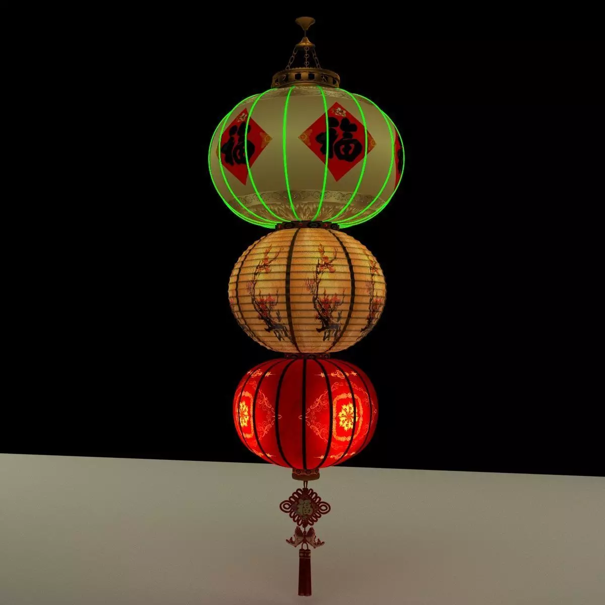 Chinese red lantern 3D model_0