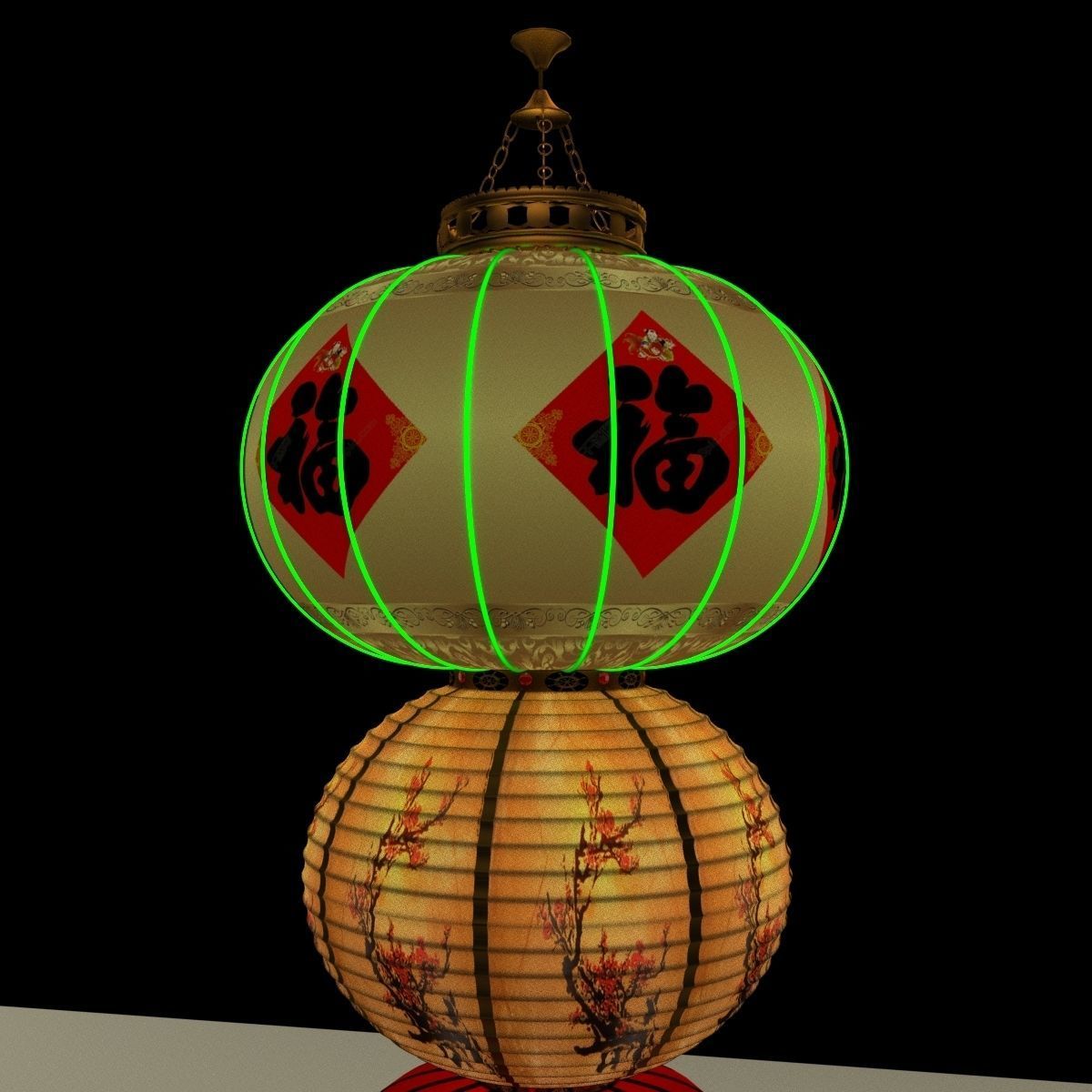 Chinese red lantern 3D model_4