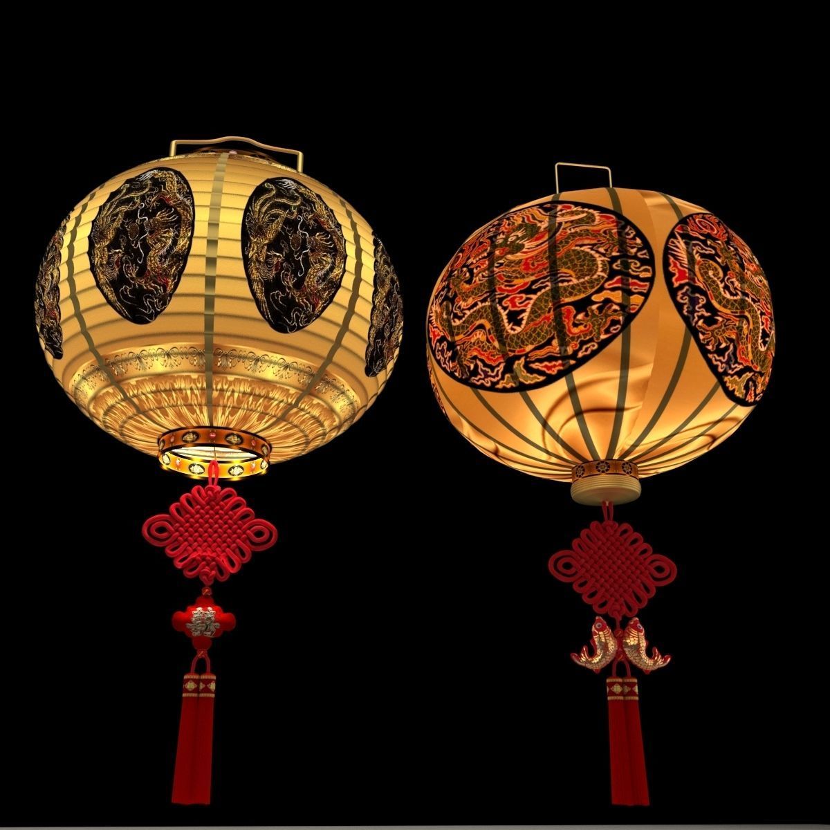 Chinese red lantern  3D model_2