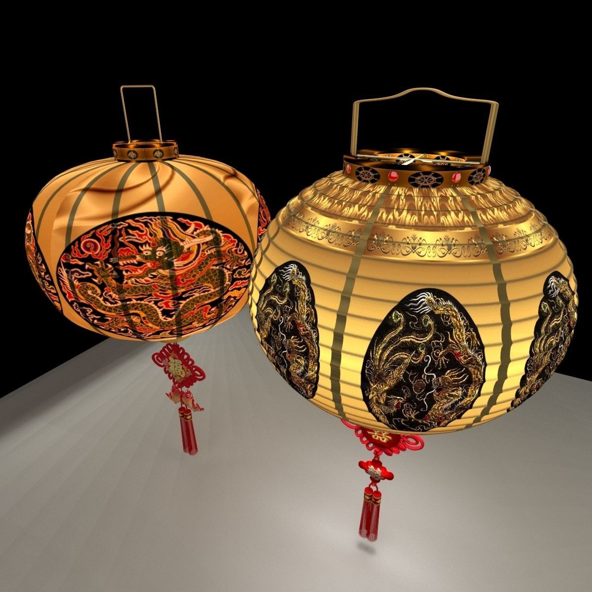 Chinese red lantern  3D model_4