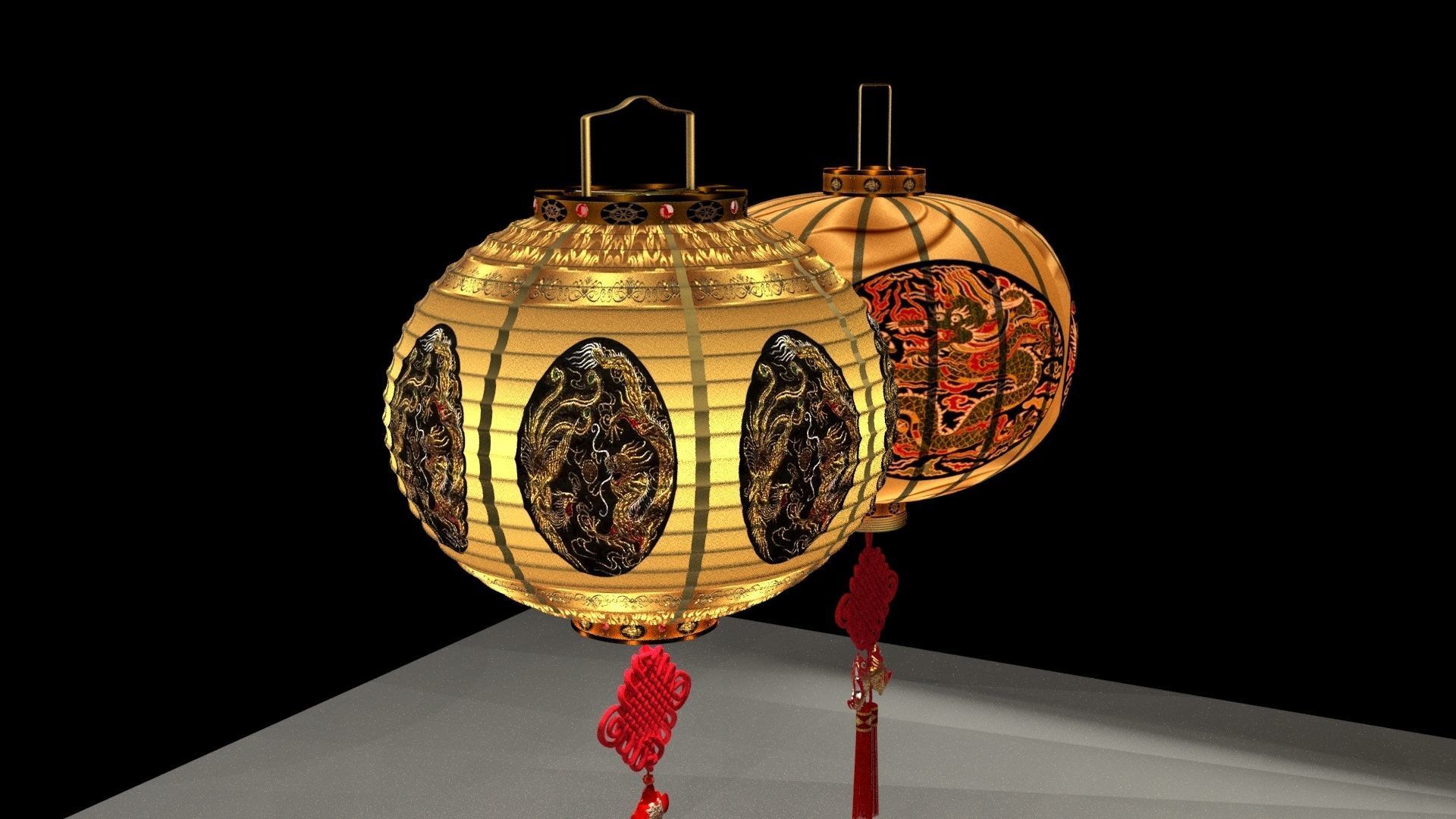 Chinese red lantern  3D model_5