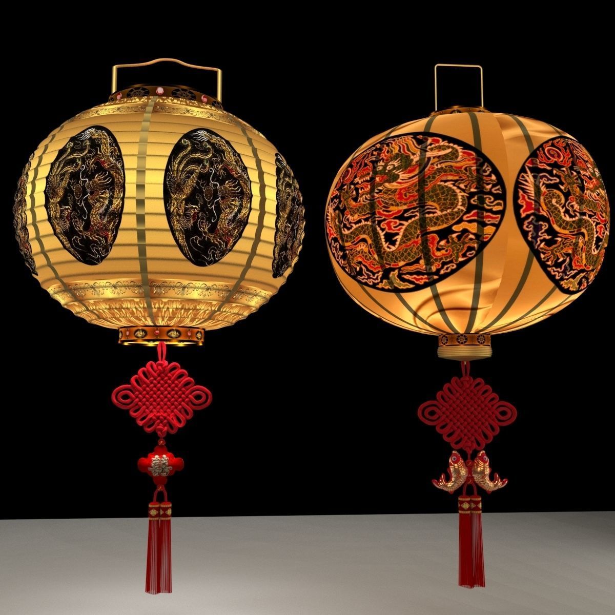 Chinese red lantern  3D model_3