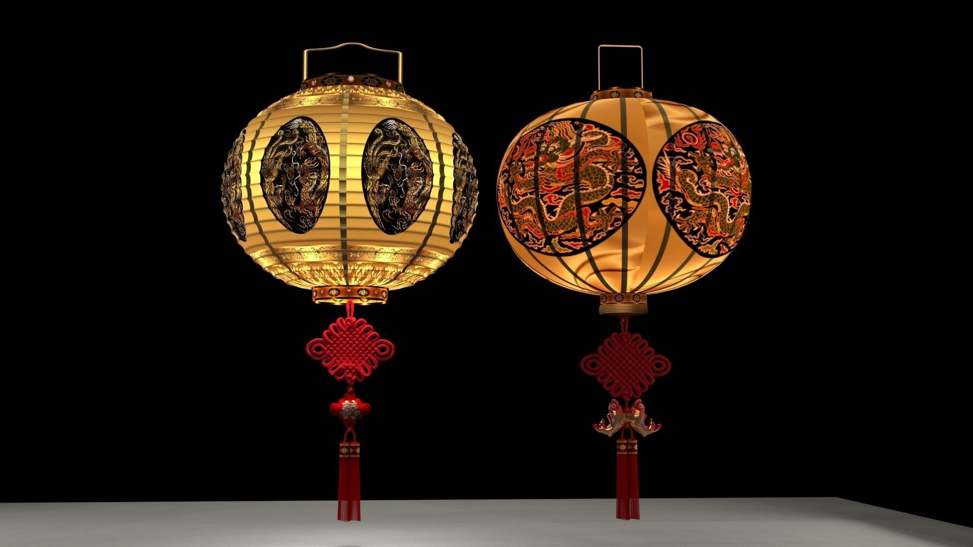 Chinese red lantern  3D model_1