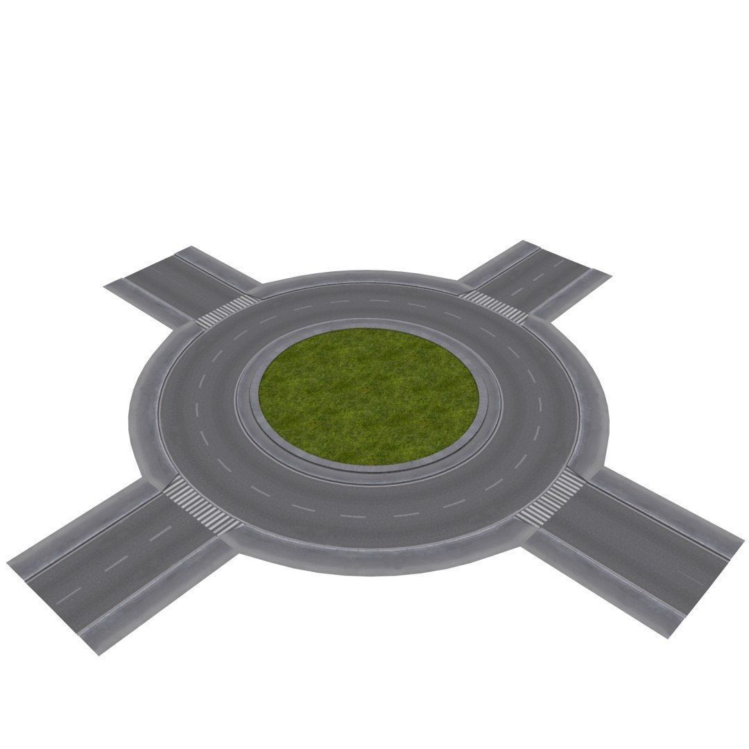 Modular Road network Low-poly 3D model_2