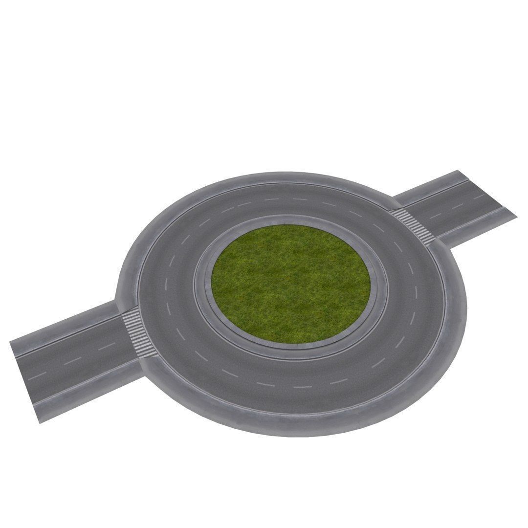 Modular Road network Low-poly 3D model_3