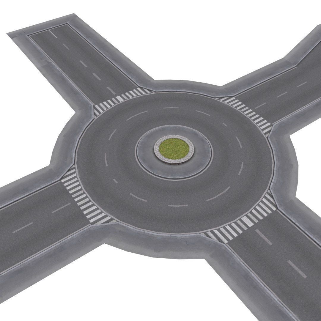 Modular Road network Low-poly 3D model_13