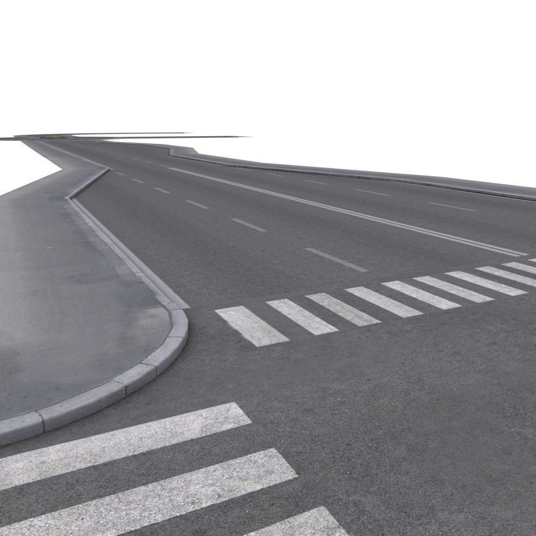 Modular Road network Low-poly 3D model_14