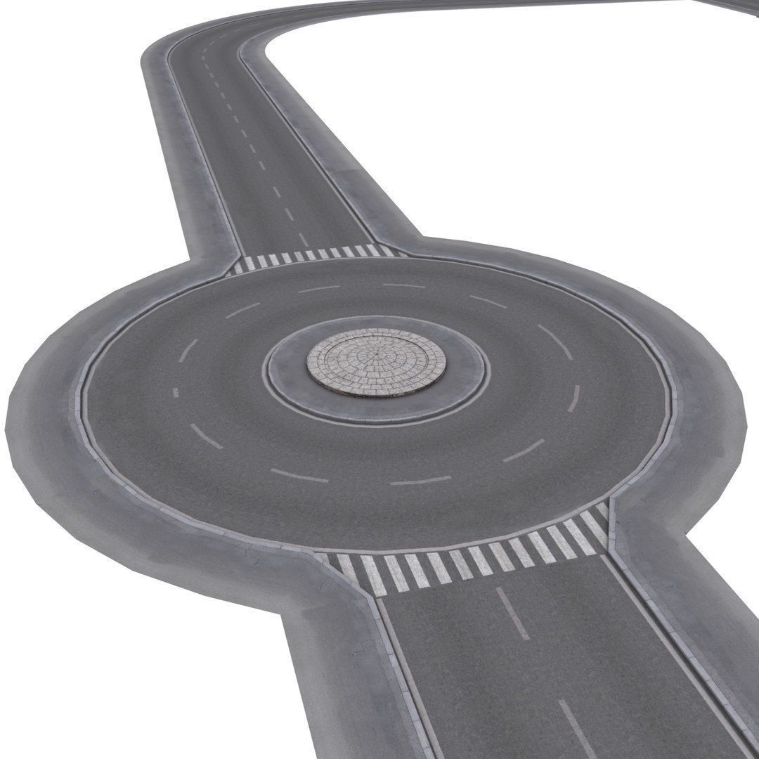 Modular Road network Low-poly 3D model_12