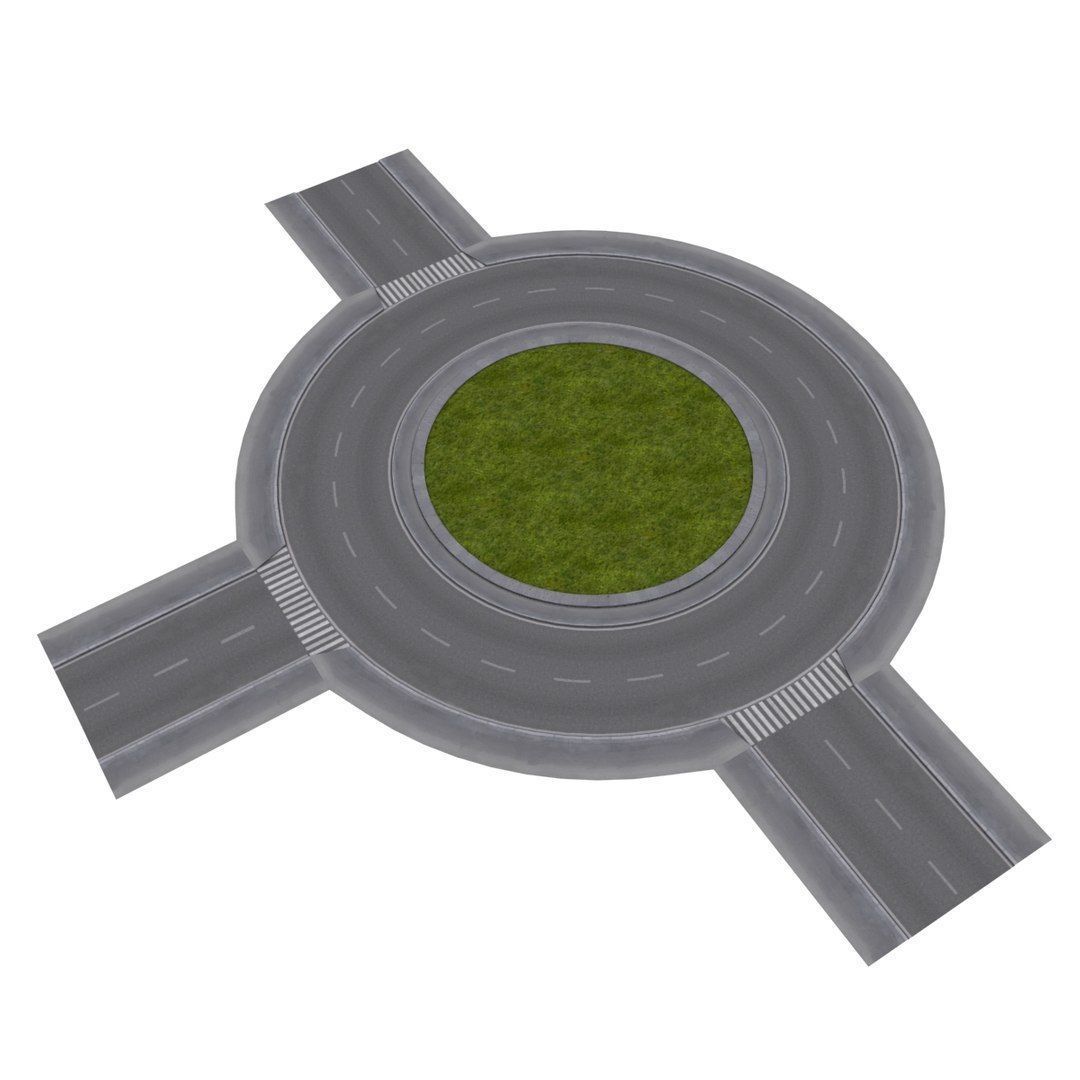Modular Road network Low-poly 3D model_4