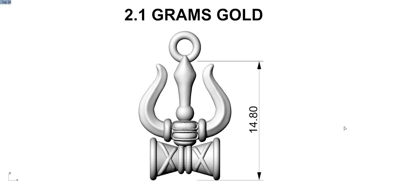 TRISHUL PENDENT 3D print model_7