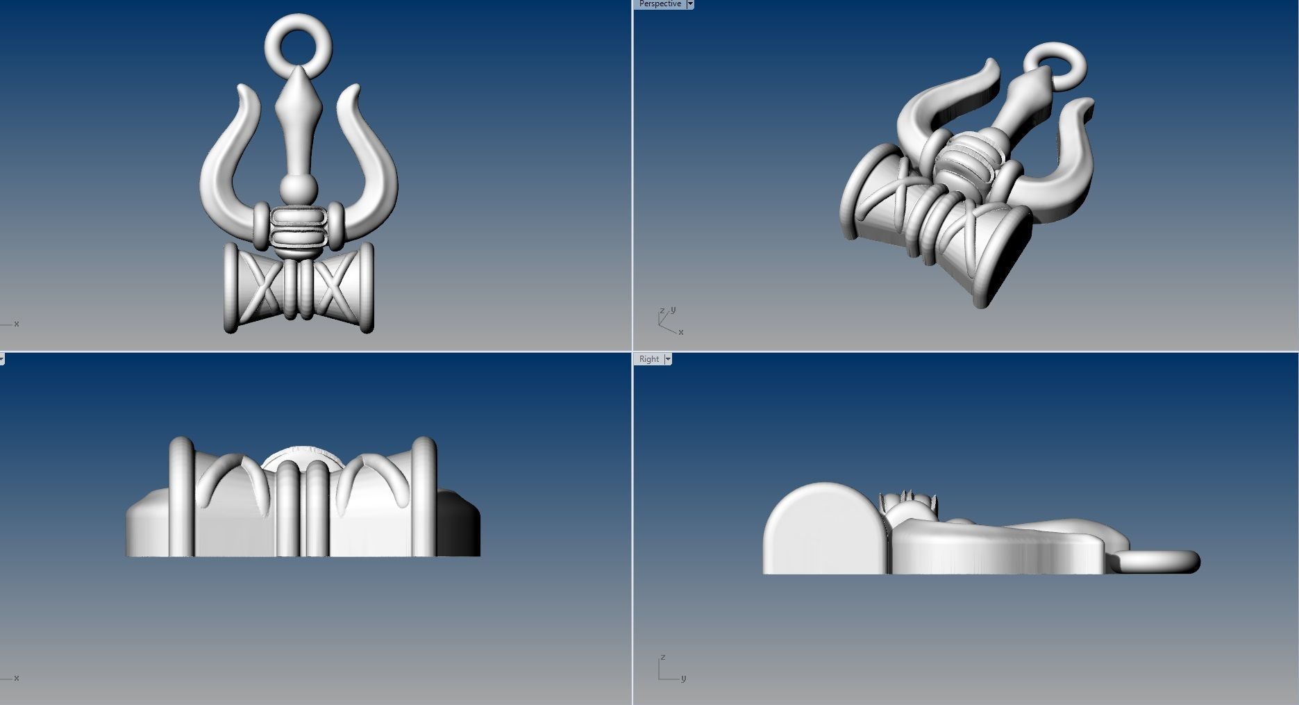 TRISHUL PENDENT 3D print model_9
