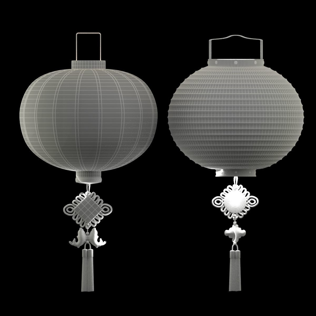 Chinese red lantern 3D model_5