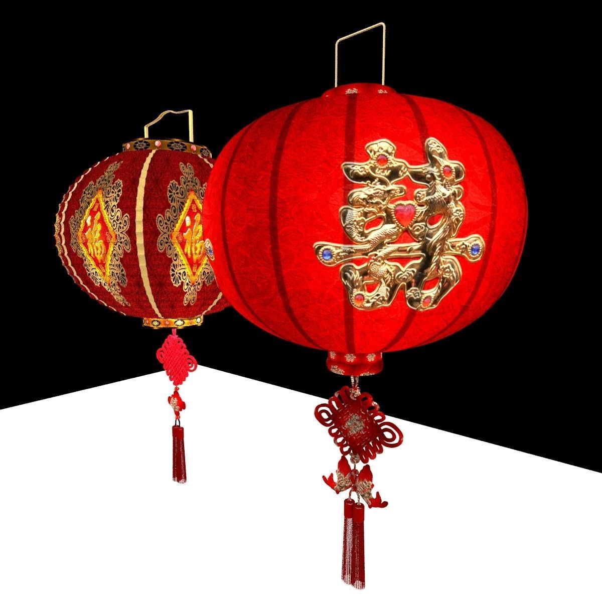 Chinese red lantern 3D model_4
