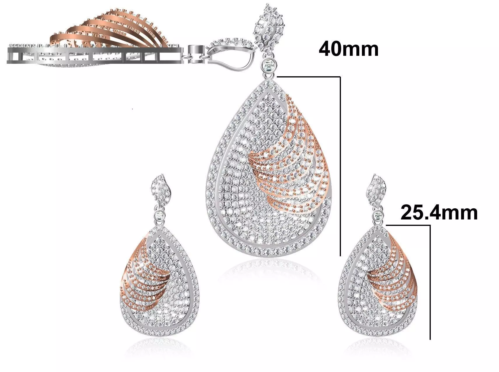Women Earrings Pendant Set STL FBX JCD Details 3D print model