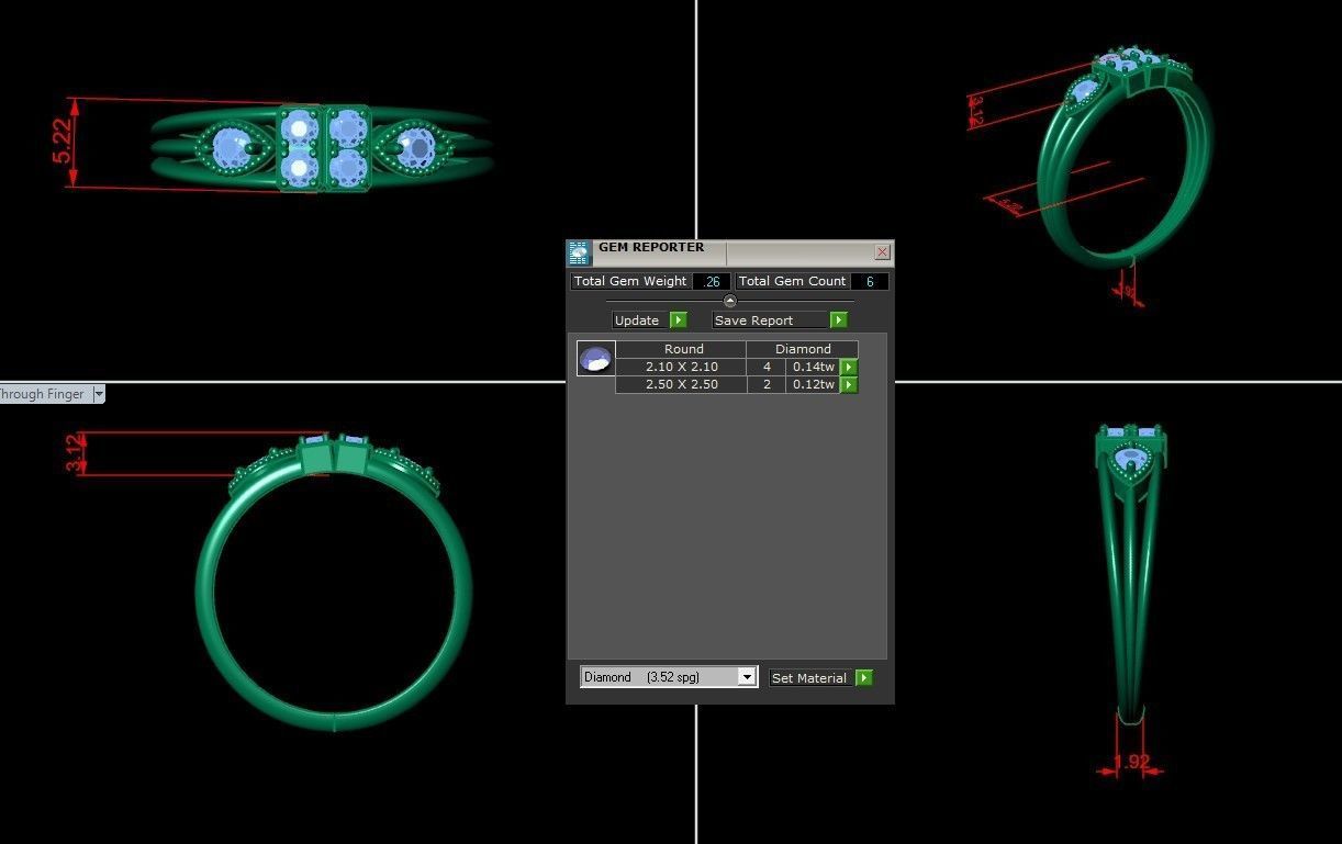 Diamond Ring  Cad SR66 3D print model_5
