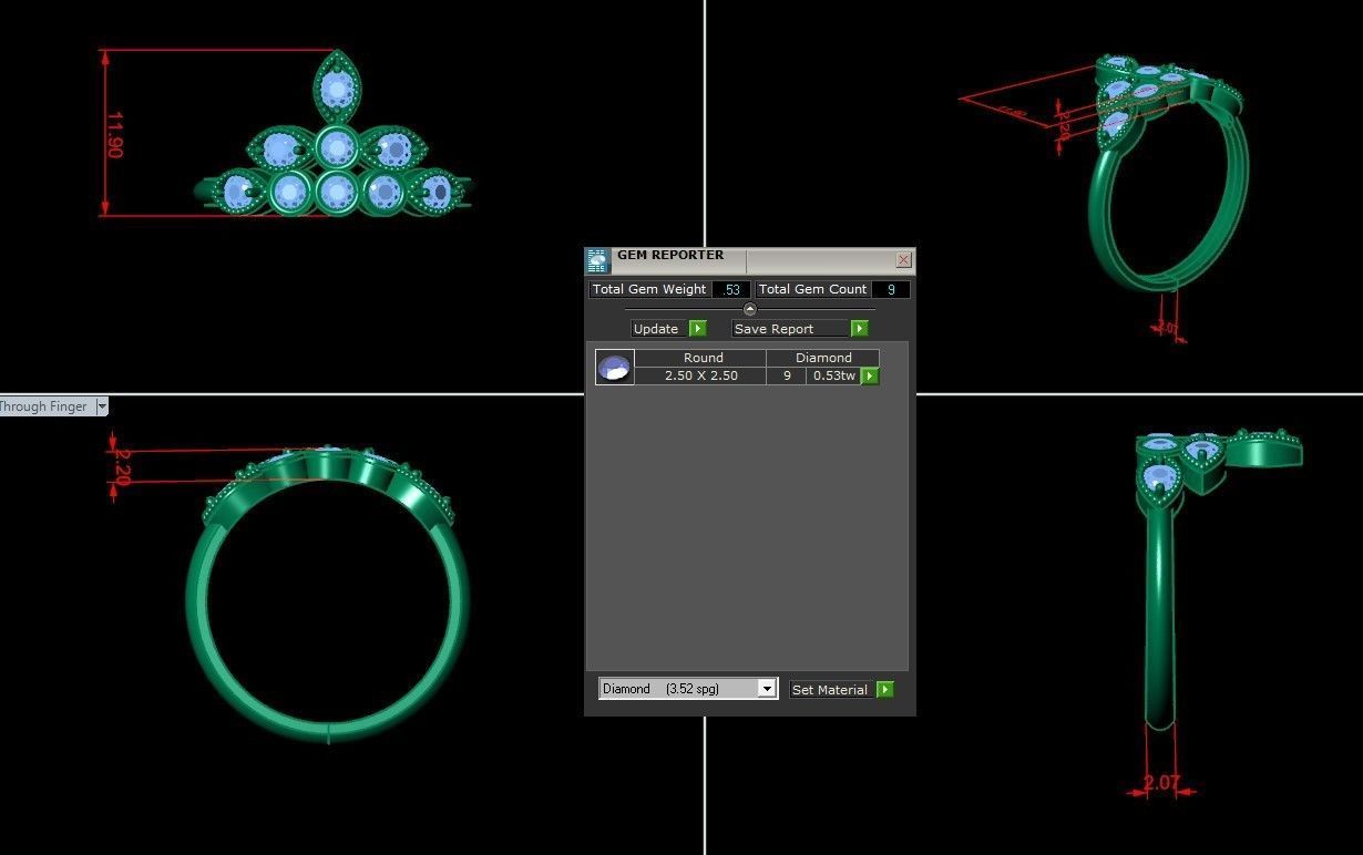 Diamond Ring Cad SR64 3D print model_5