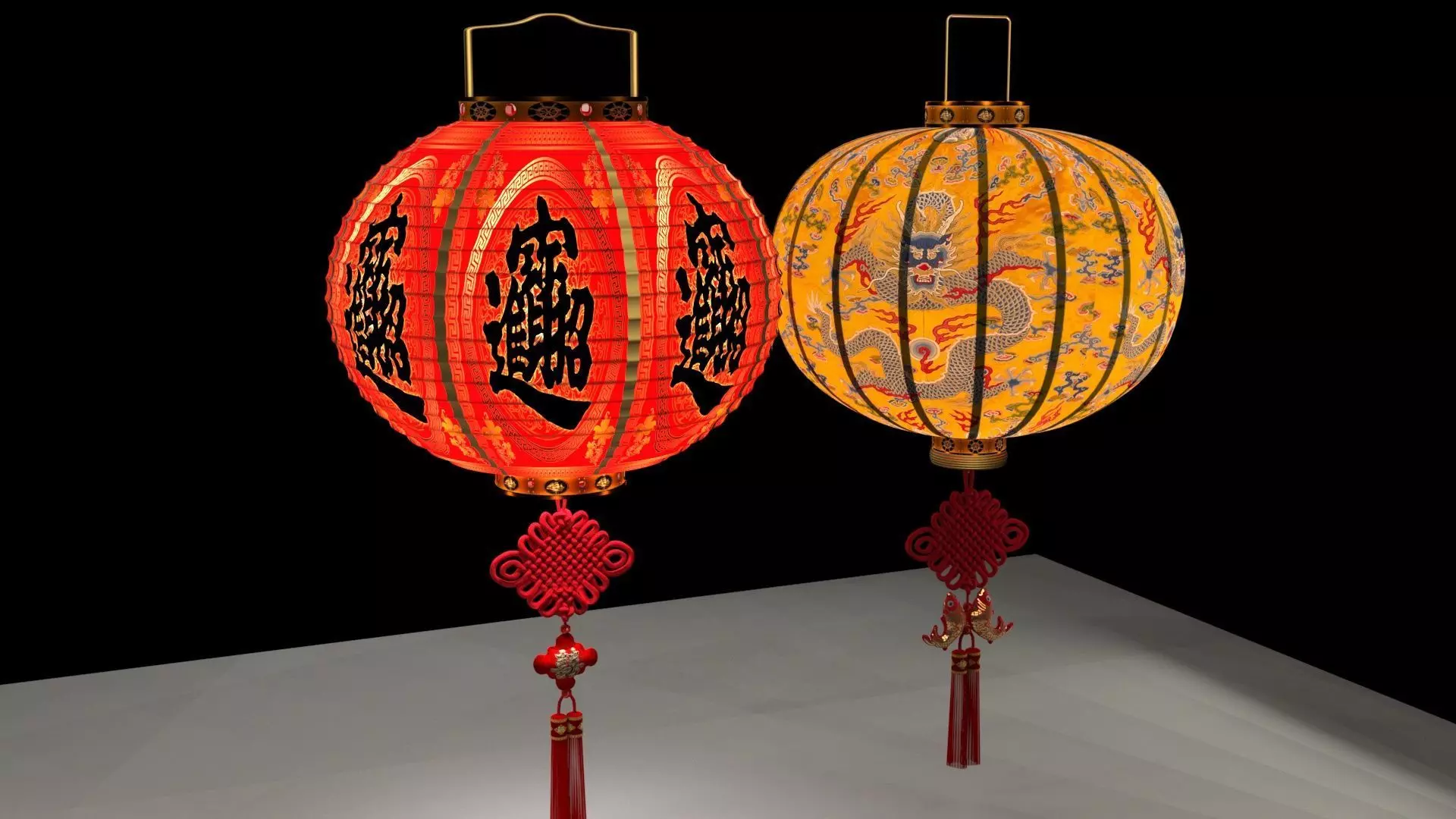 Chinese red lantern  3D model_0