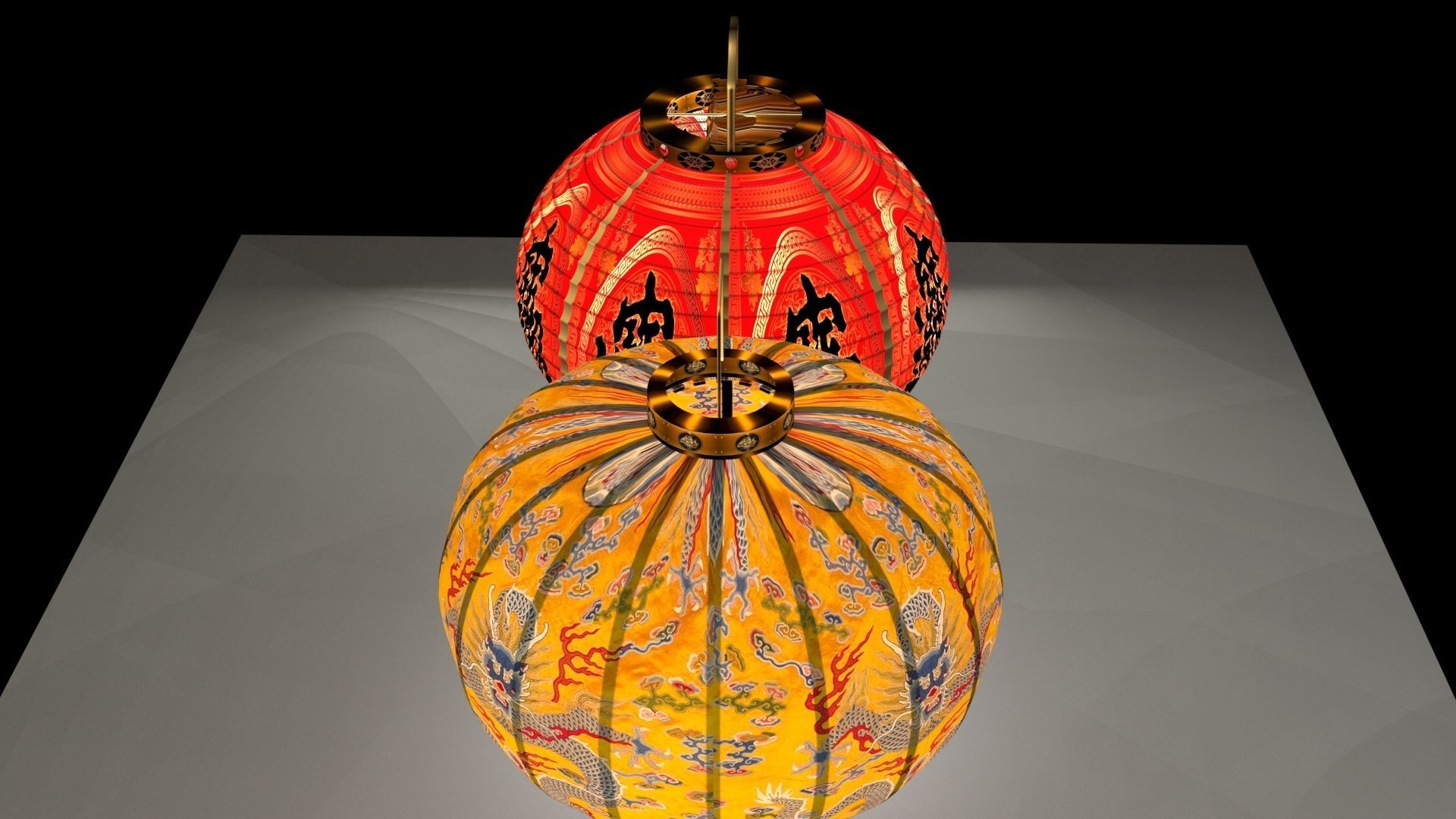 Chinese red lantern  3D model_2