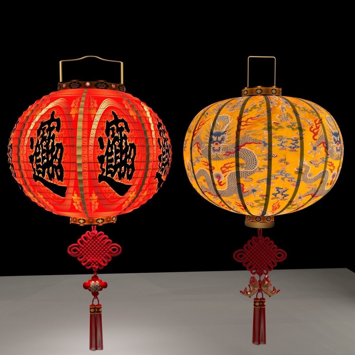 Chinese red lantern  3D model_5