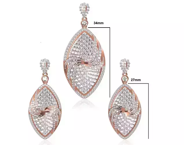 Women Earrings Pendant Set STL FBX JCD Details