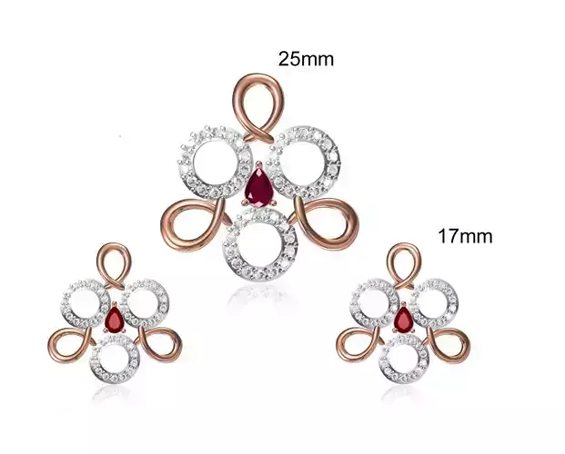 Women Earrings Pendant Set STL FBX JCD Details