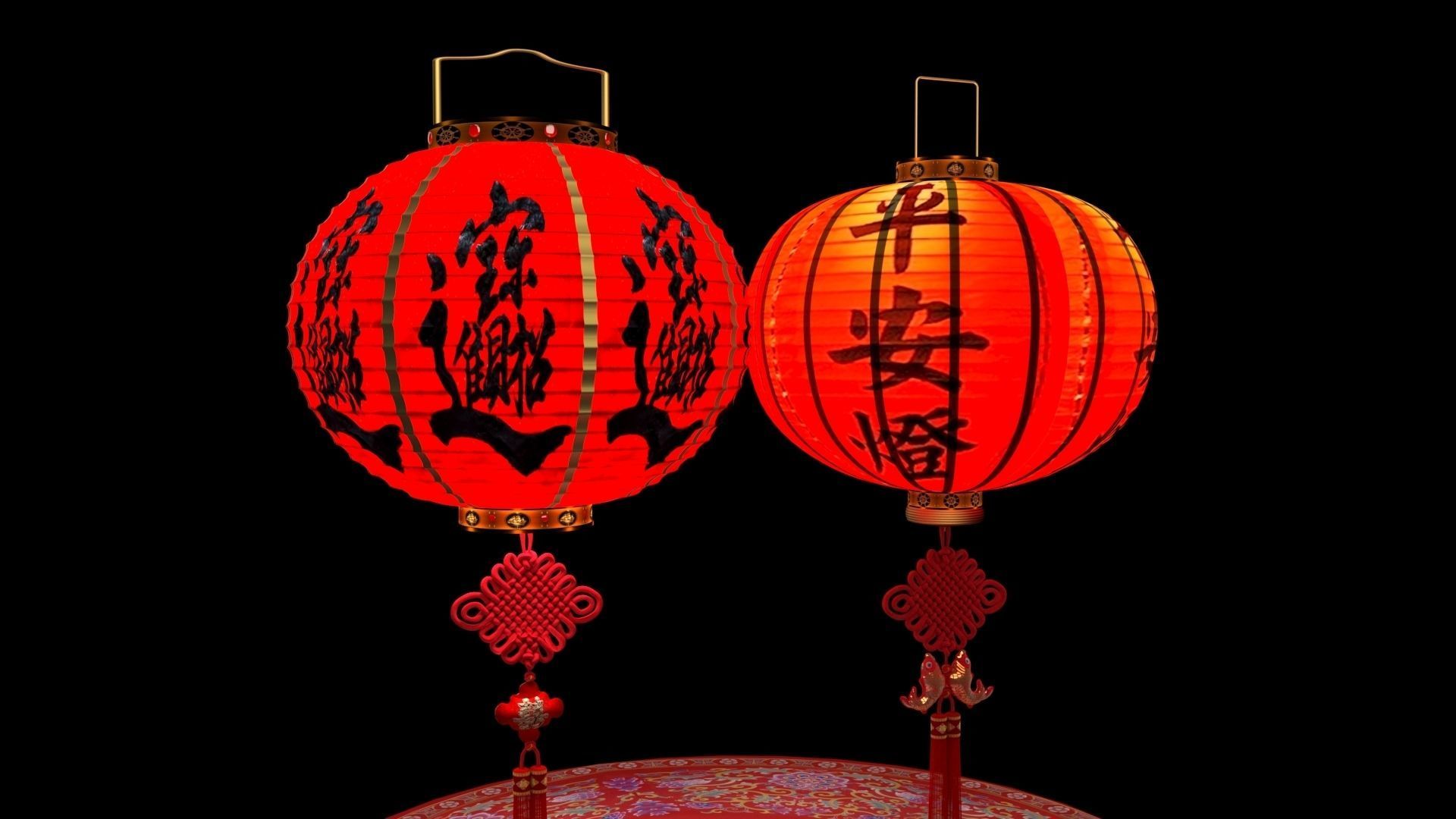 Chinese red lantern  3D model_4