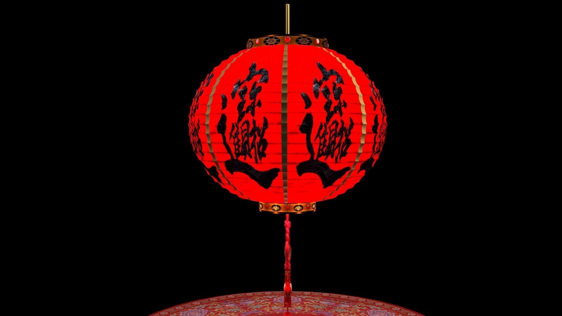 Chinese red lantern  3D model_2