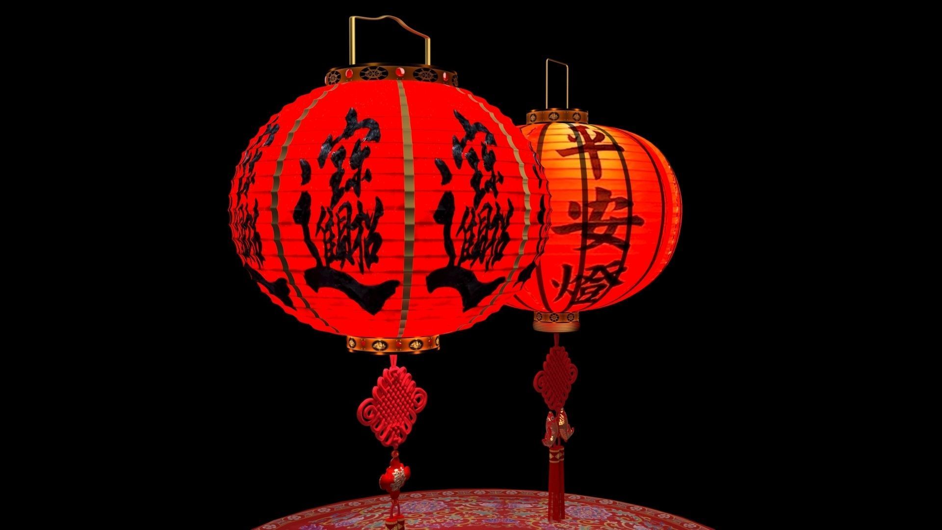 Chinese red lantern  3D model_3