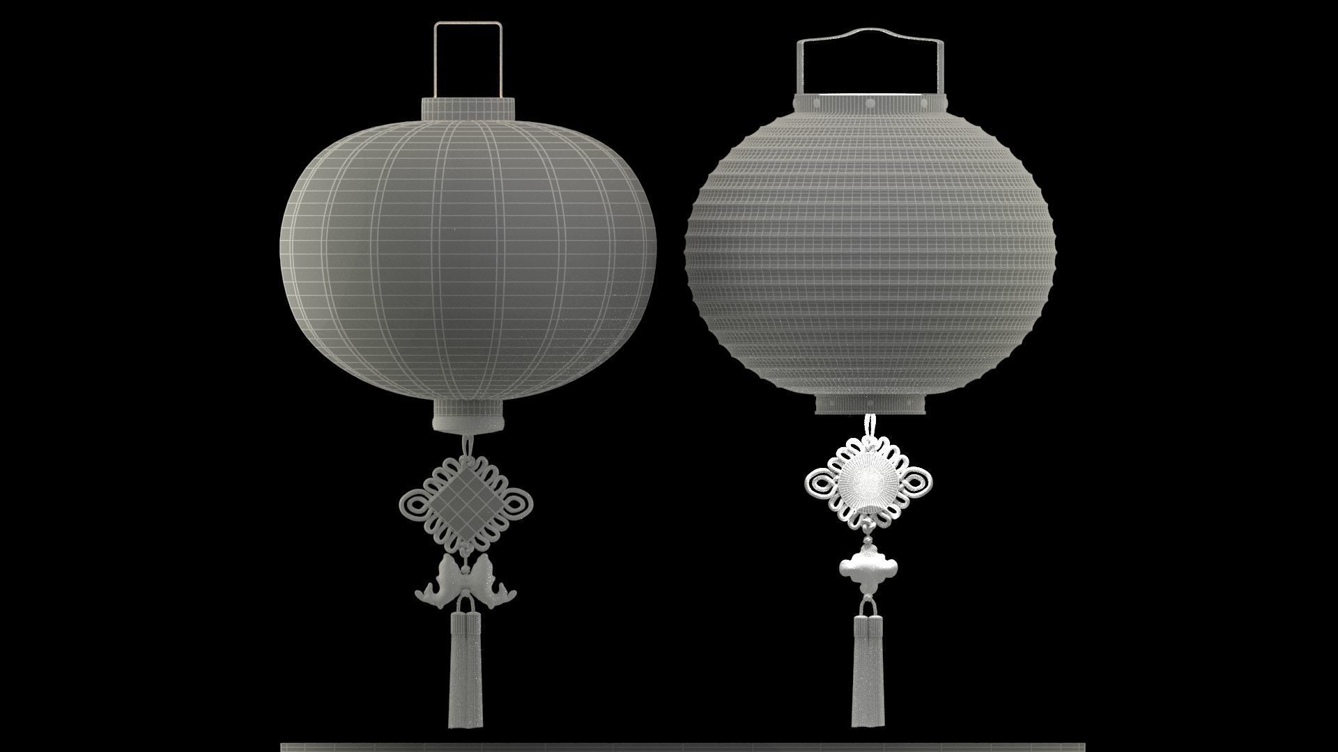 Chinese red lantern  3D model_5