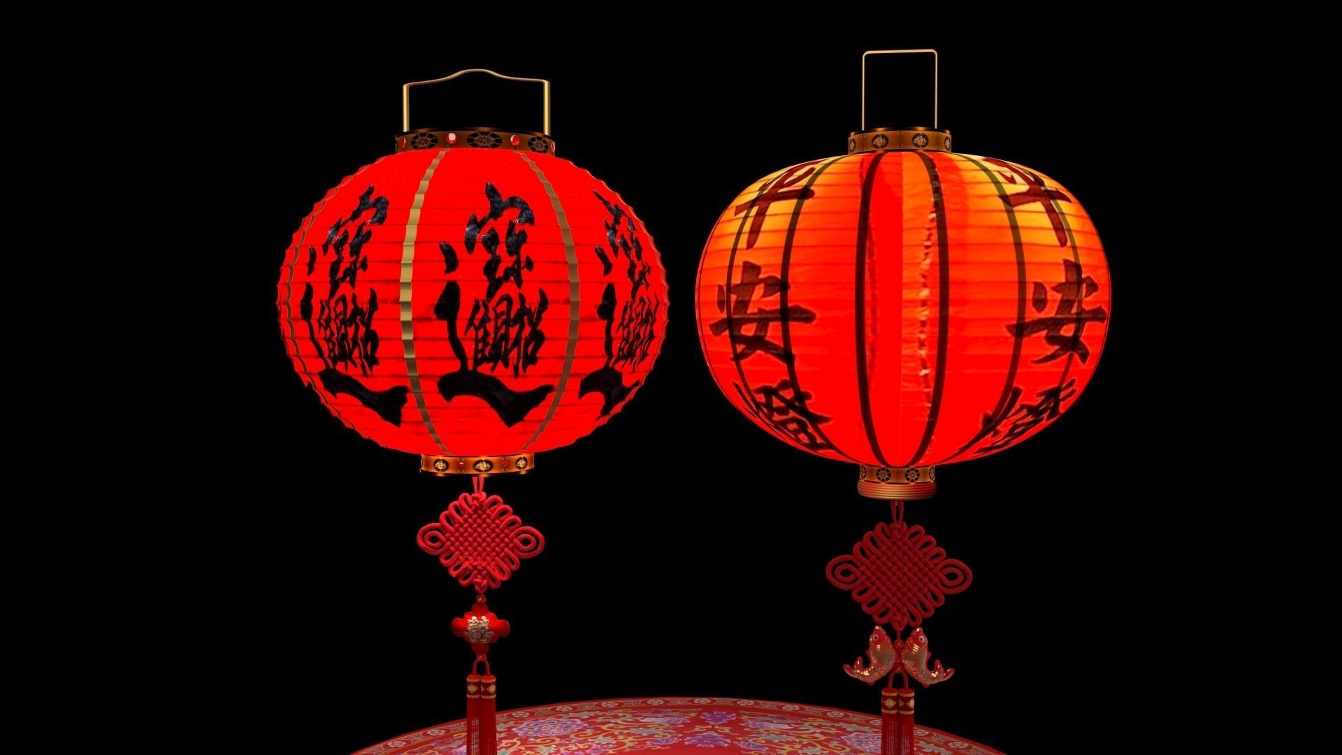 Chinese red lantern  3D model_1
