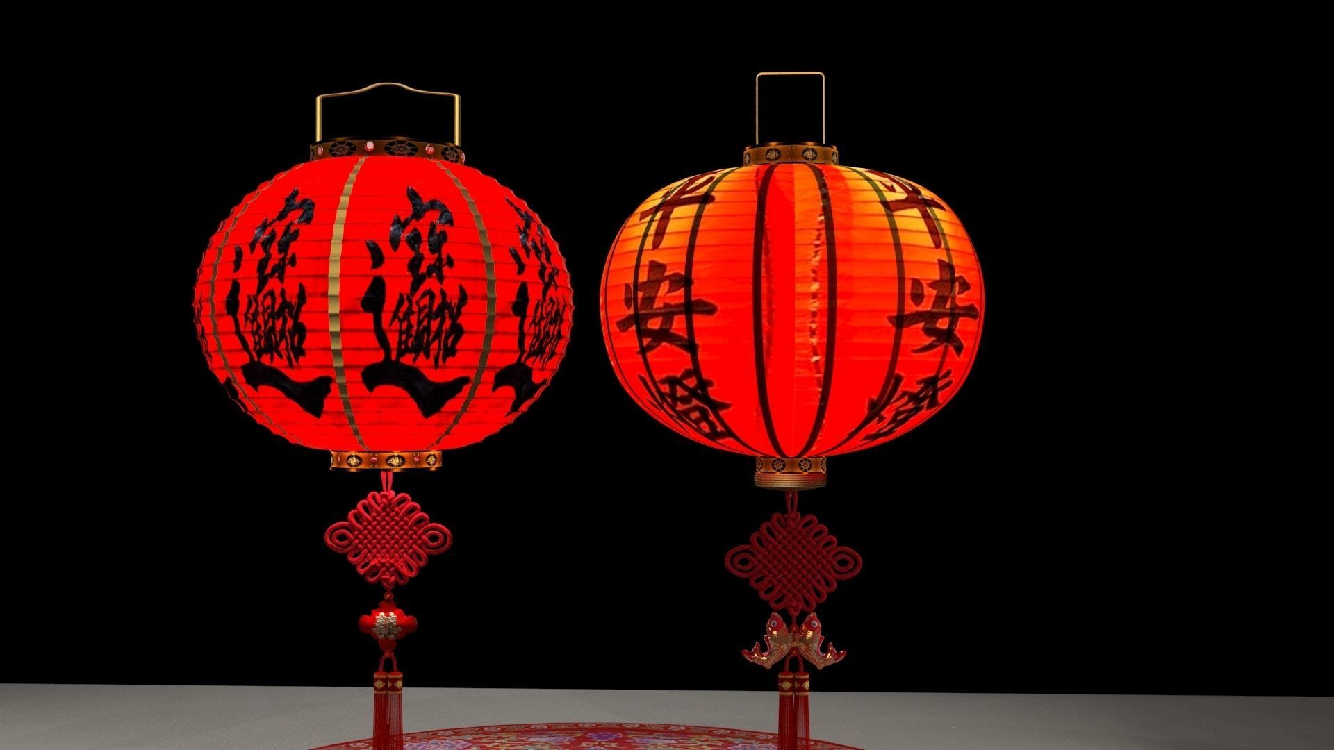 Chinese red lantern  3D model_7