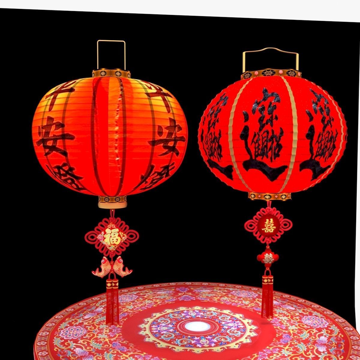 Chinese red lantern  3D model_8