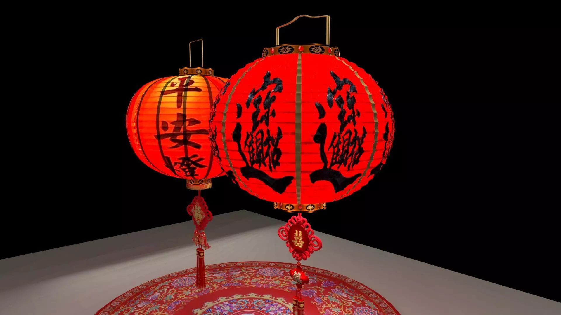 Chinese red lantern  3D model_0