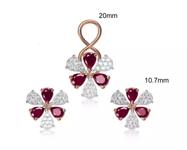 Women Earrings Pendant Set STL FBX JCD Details