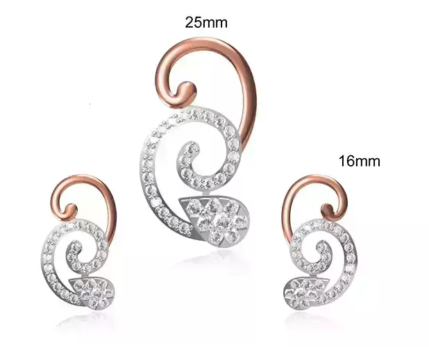 Women Earrings Pendant Set STL FBX JCD Details