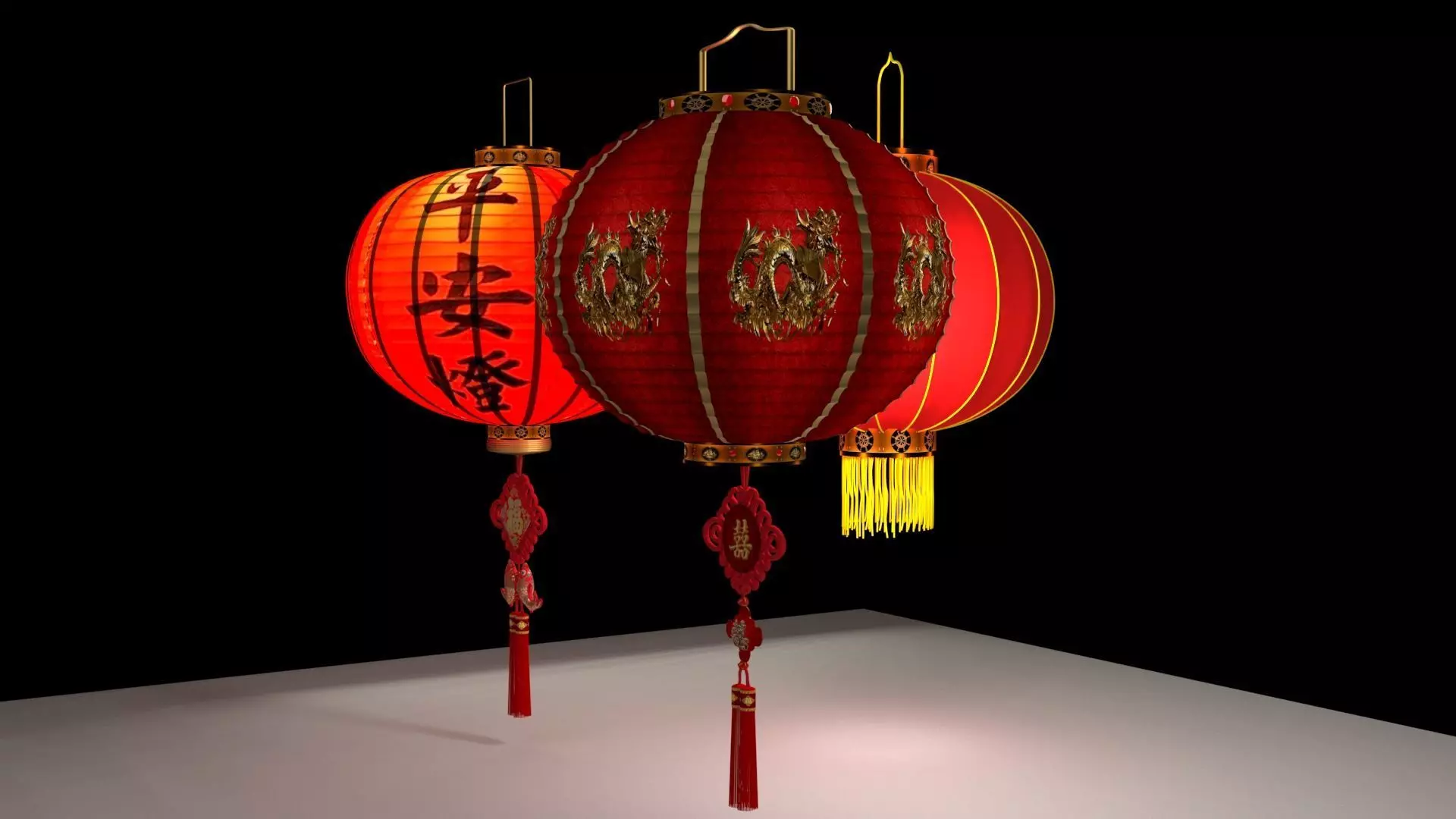 Chinese red lantern  3D model_0