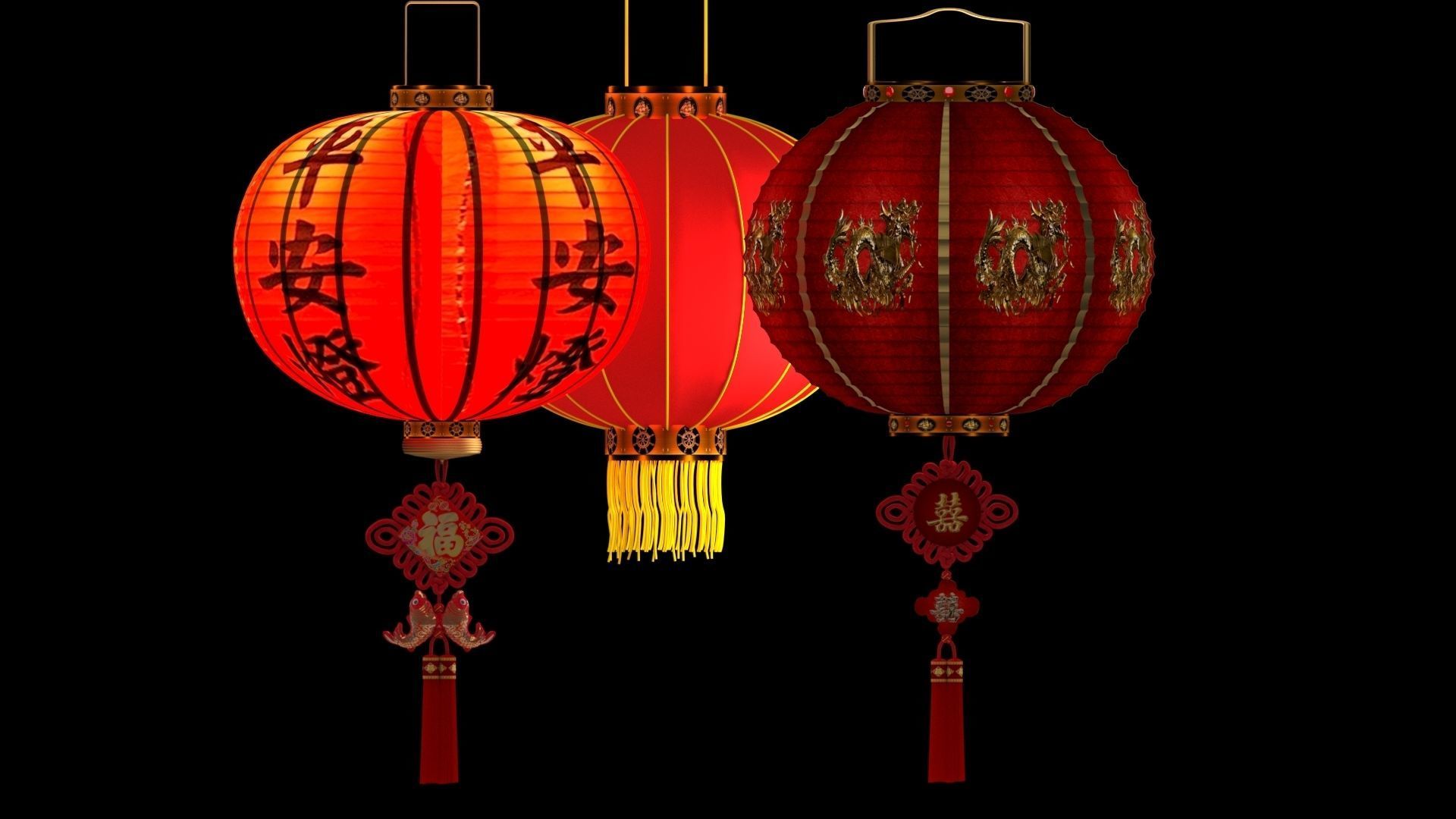 Chinese red lantern  3D model_2