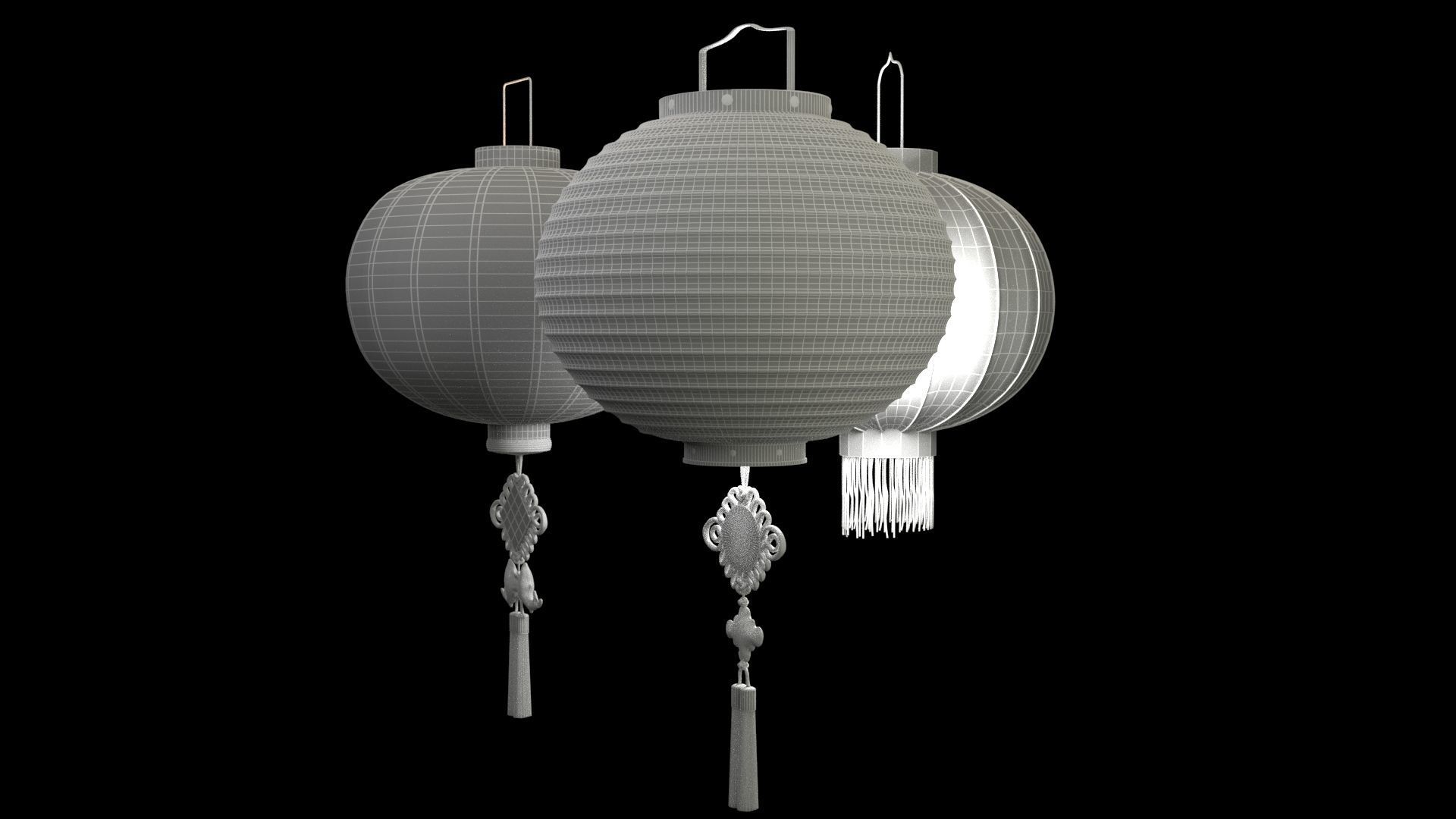 Chinese red lantern  3D model_6