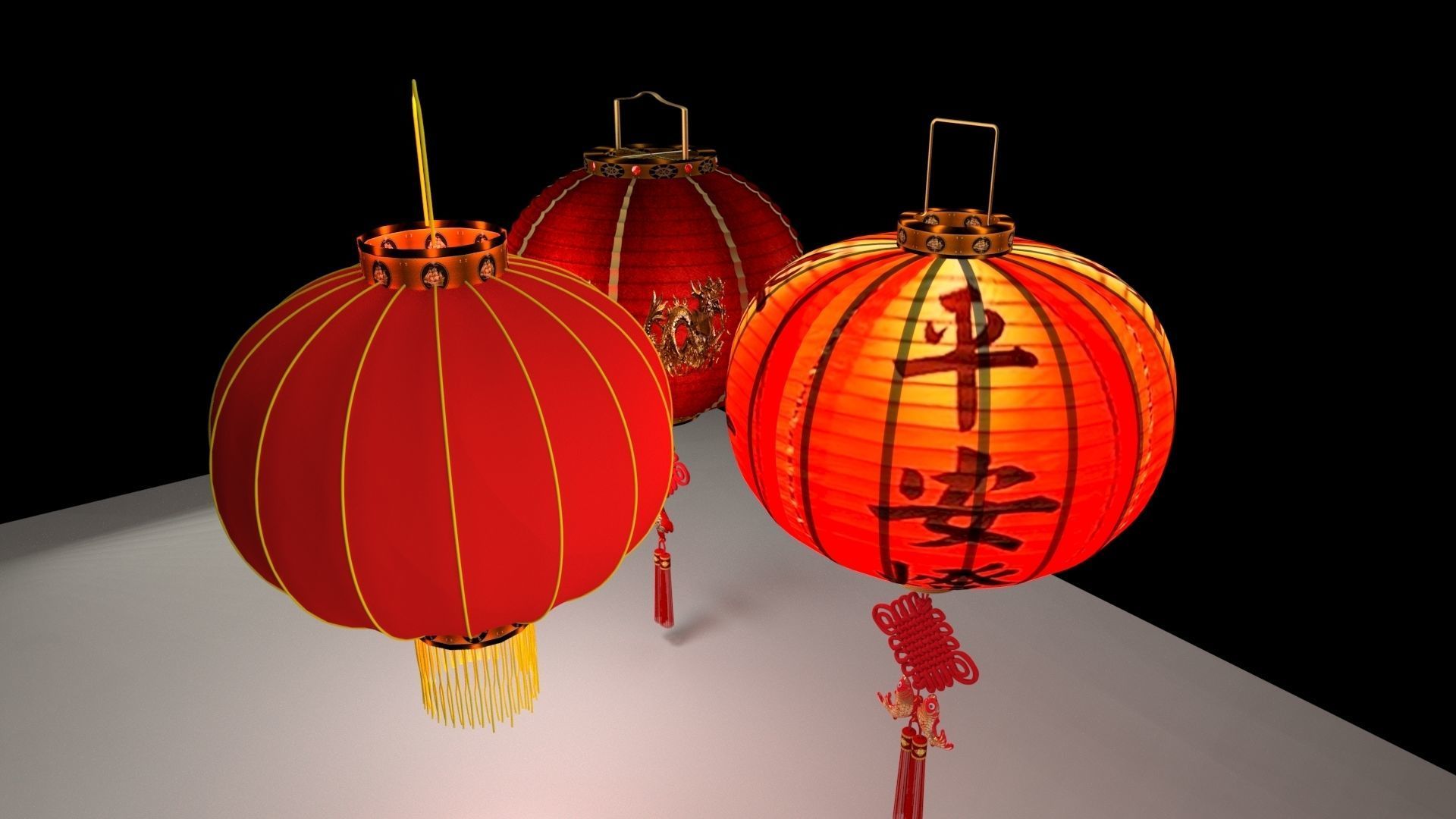 Chinese red lantern  3D model_4