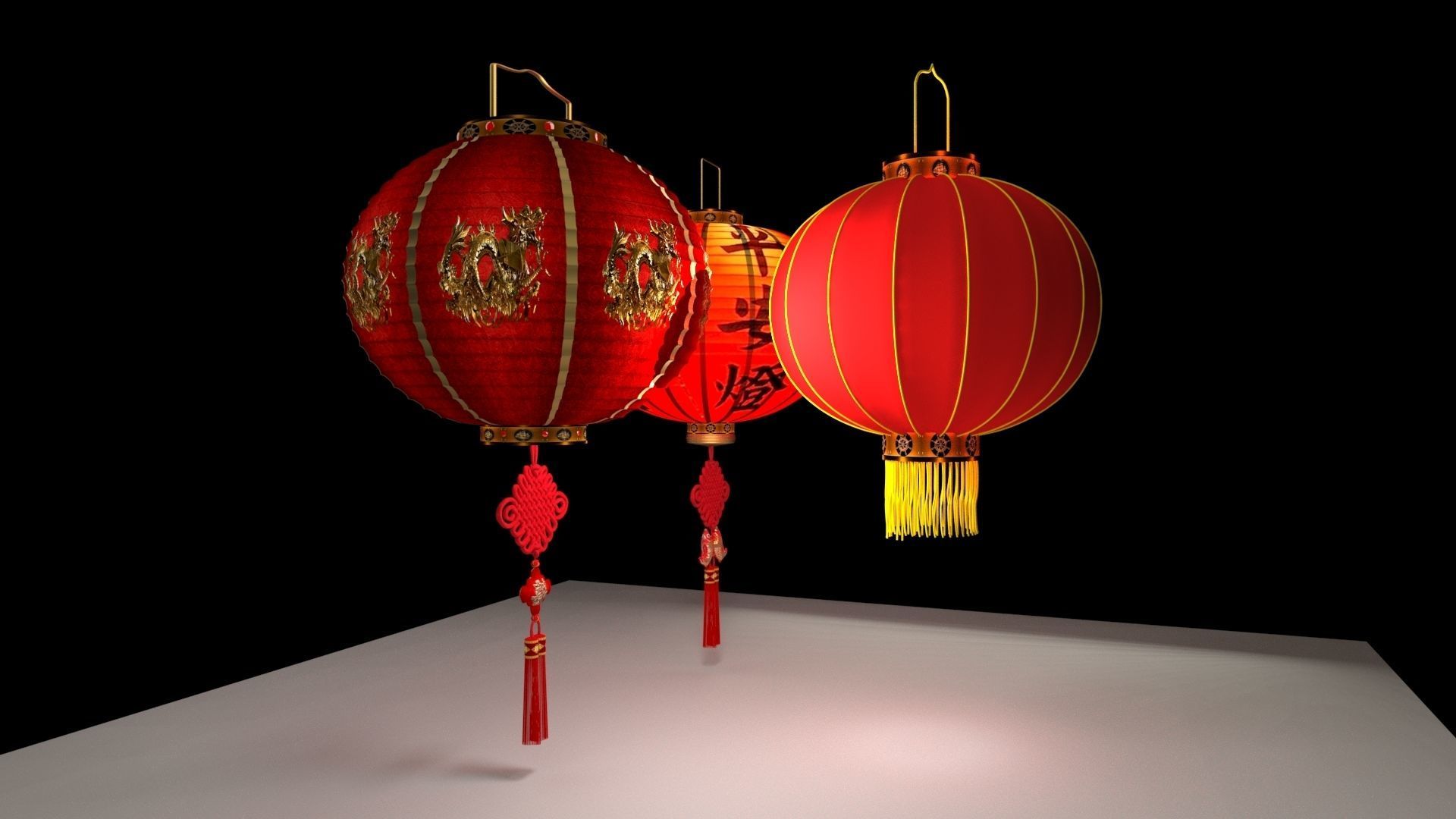 Chinese red lantern  3D model_1