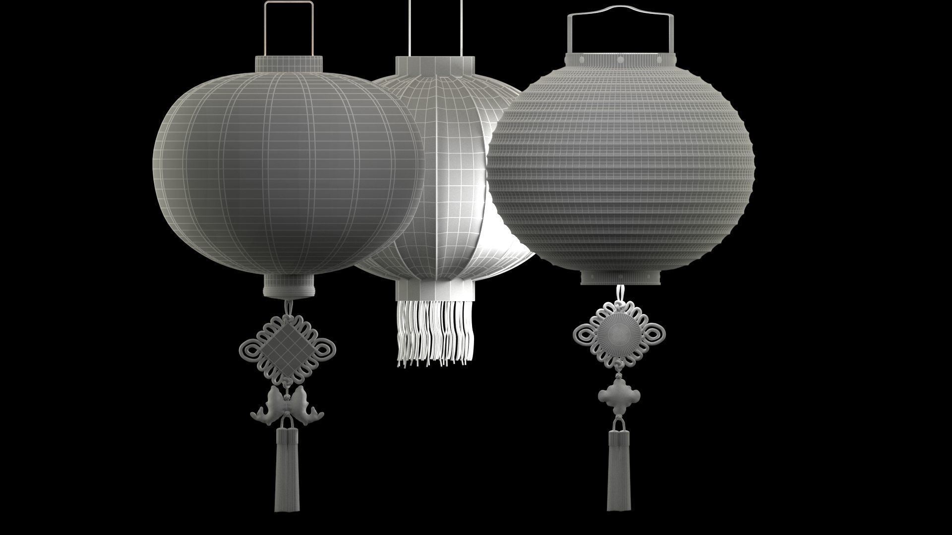 Chinese red lantern  3D model_5