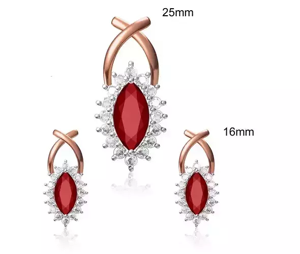 Women Earrings Pendant Set STL FBX JCD Details