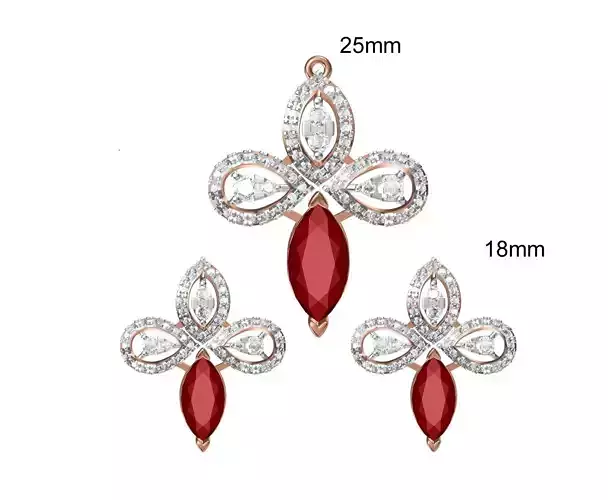 Women Earrings Pendant Set STL FBX JCD Details
