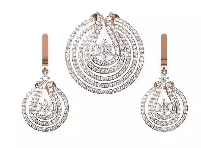 Women Earrings Pendant Set STL FBX JCD Details