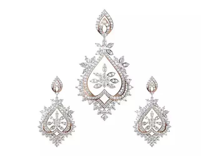Women Earrings Pendant Set STL FBX JCD Details
